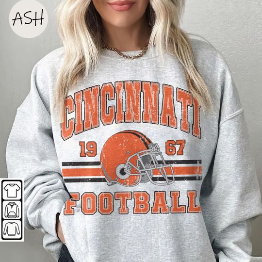 Discover Vintage Cincinnati Football Sweatshirt, Vintage Fan Top, Sports Team Crewneck Jumper, Gift for Football Lover, Cincinnati Apparel
