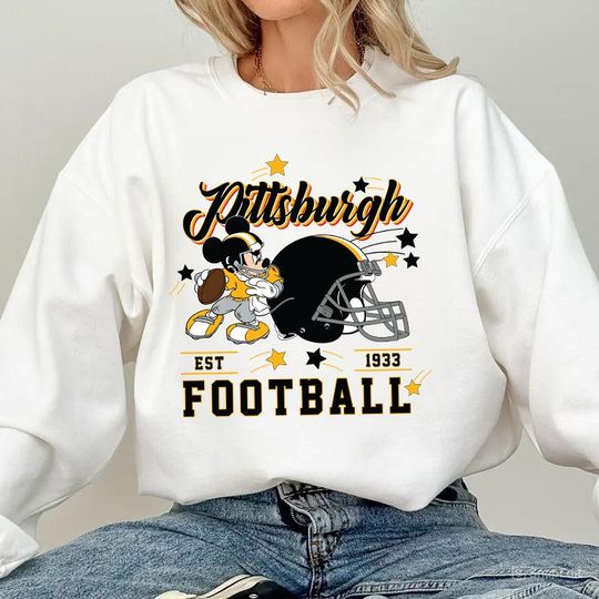 Discover Vintage Pittsburgh Football Sweatshirt, Retro Cartoon Graphic Pullover, 90s Style Sports Fan Sweater, Unisex Cozyt Crewneck, Football shirt