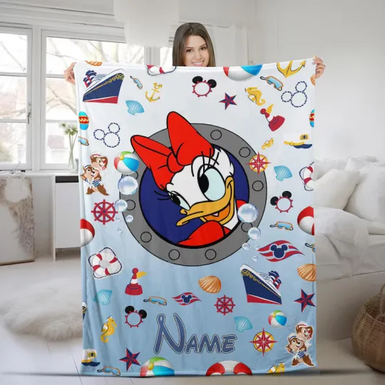 Discover Disney Mickey And Friends Cruise Daisy Duck Vacation Customize Fleece Blanket