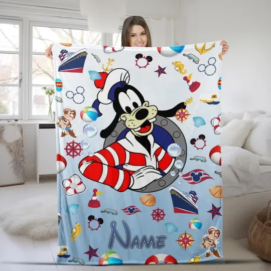 Discover Disney Mickey And Friends Goofy Cruise Trip Customize Fleece Blanket