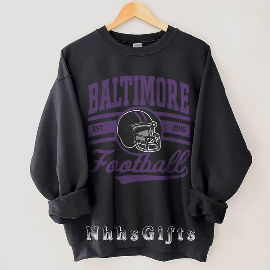 Discover Baltimore Football Sweatshirt, Vintage Style Baltimore Football Crewneck, Baltimore Football Game Day Crewneck, Unisex Sports Sweatshirt