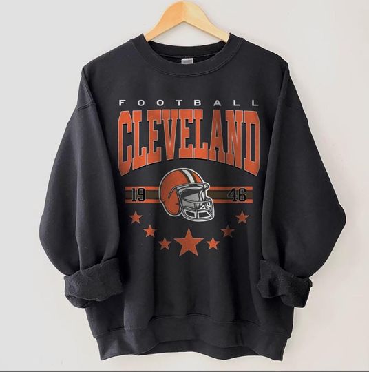 Discover Cleveland Football Sweatshirt, Vintage Style Cleveland Football Crewneck, Cleveland Fan Gifts, Retro Cleveland Football Sweater