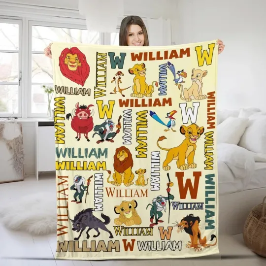 Discover Disney Lion King Magic Kingdom Watercolor Customize Fleece Blanket