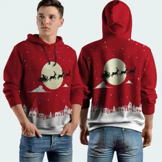 3D Printed Christmas Hoodie Unisex Pullover Fullprint Polyester