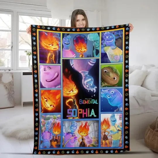 Discover Disney Pixar Elemental Ember Wade Fire And Water Movie Customize Fleece Blanket