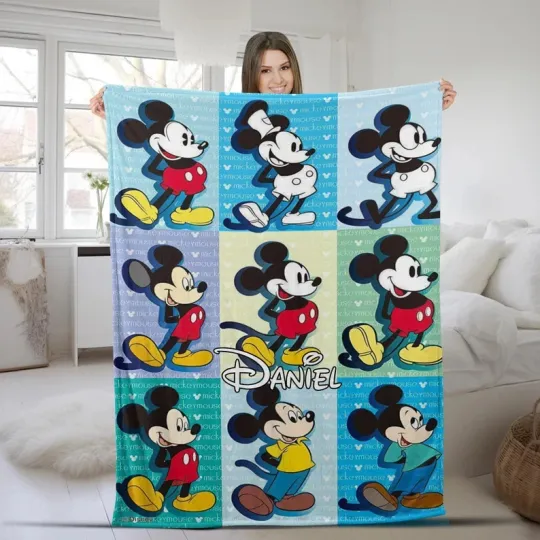 Discover Disney Mickey Mouse Disneyland Multiple Versions Customize Fleece Blanket