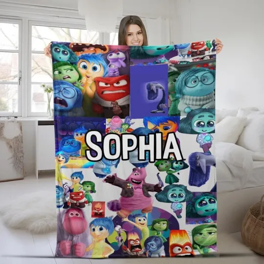 Discover Disney Pixar Inside Out 2 Characters Movie Scenes Customize Fleece Blanket