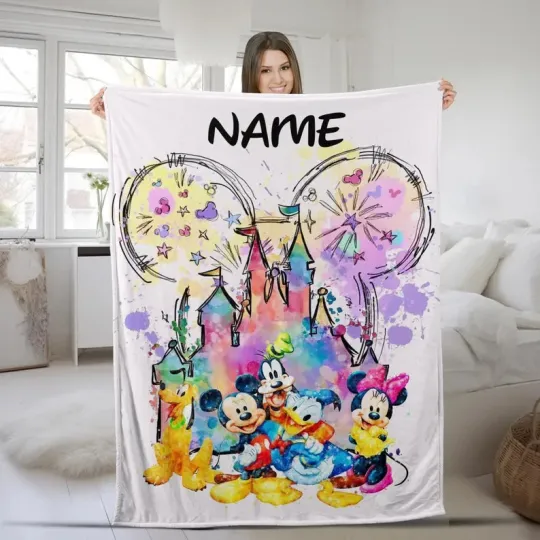 Discover Disney Mickey And Friends Magic Kingdom Sketched Customize Fleece Blanket