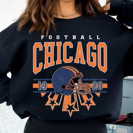 Discover Vintage Chicago Football Crewneck Sweatshirt, Bears Shirt, Retro Chicago Football T-Shirt, Chicago Sweatshirt, Chicago Fan Gift