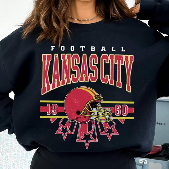Discover Vintage Style Kansas City Football, Kansas City Sweatshirt, Kansas City Football Sweatshirt, Football Fan Gift, Game Day Shirt