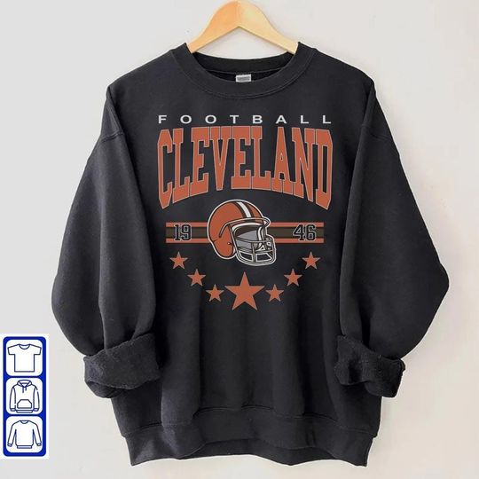 Discover Cleveland Football Sweatshirt, Vintage Style Cleveland Football Crewneck, America Football Sweatshirt, Cleveland Crewneck, Football Fan Gift