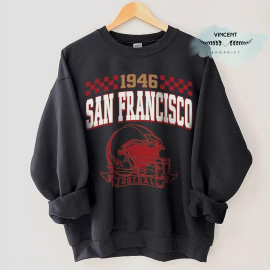 Discover San Francisco Football Sweatshirt, Shirt Retro Style 90s Vintage Unisex Crewneck, Sun Day Football, Graphic Tee Gift For Football Fan Sport