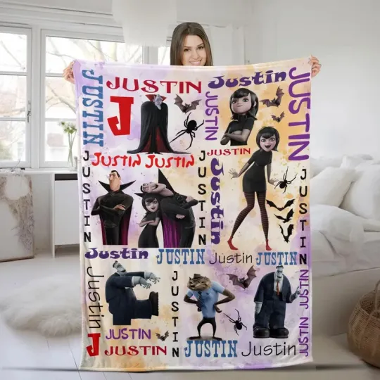 Discover Disney Hotel Transylvania Dracula Hotel Dad & Daughter Customize Fleece Blanket