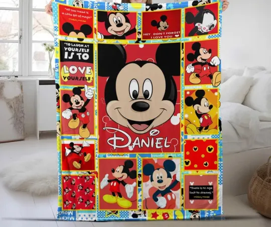 Disney Mickey Mouse Red Graphics Customize Fleece Blanket