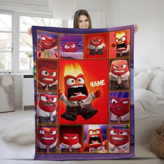 Discover Disney Pixar Inside Out Anger Movie Collage Customize Fleece Blanket