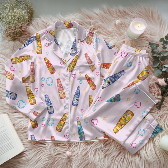 Discover Saja Boys Soda Pop KPDH Satin Pajama Set, 100% You Little Soda Pop Sleepwear, Kpop Demon Boy Band Inspired PJs, Kpop Movie Hunter Pajamas