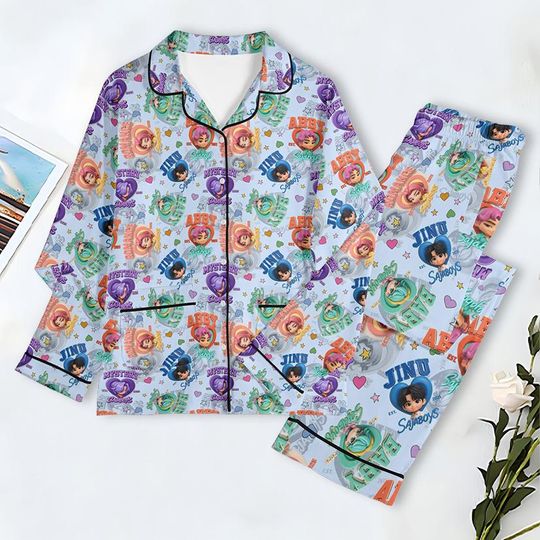Saja Boys Pajamas Set, Kpop Demon Hunter Pajamas Set, Boy Band Sleepwear, Demon Hunter Merch, Huntrix Fan Gift, Music Pajama Set