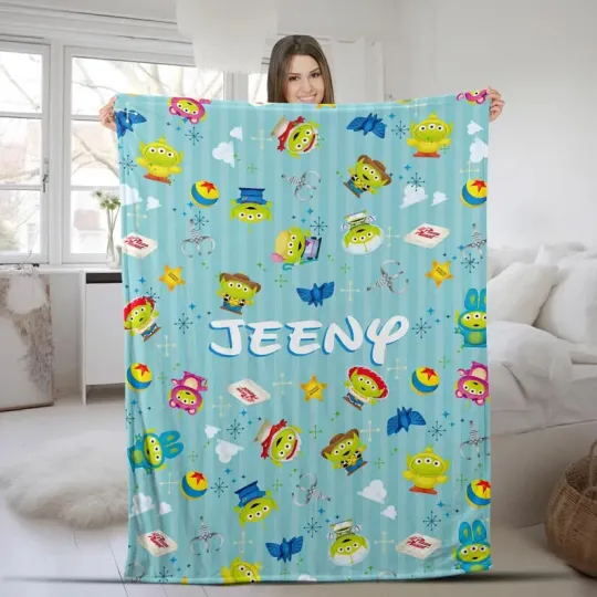Discover Disney Toy Story Alien Cute Mini Pattern Customize Fleece Blanket