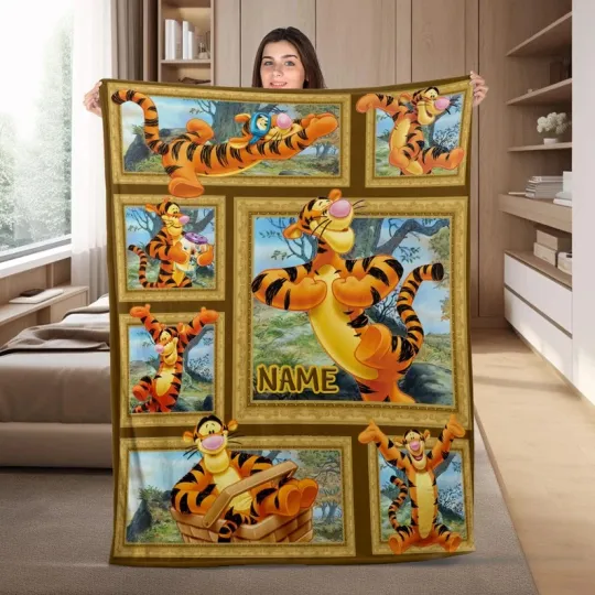 Discover Disney Winnie The Pooh Tigger Cute Graphics Customize Fleece Blanket