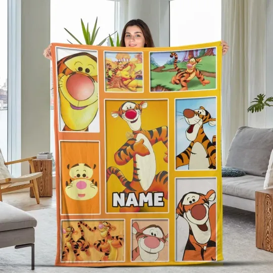 Disney Winnie The Pooh Tigger Cute Scenes Customize Fleece Blanket