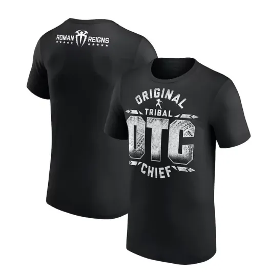 Men's Black Roman Reigns OTC 10-Star T-Shirt