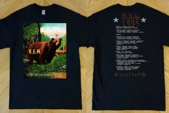 Discover R.E.M Bear Nature MonSteR Concert Tour 1995 T-Shirt