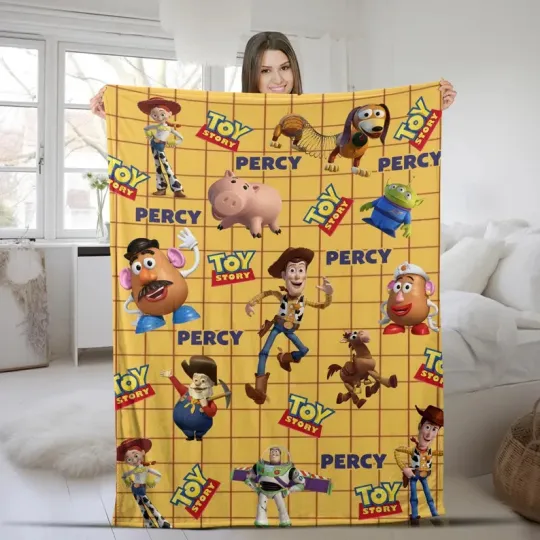 Discover Disney Toy Story Movie Woody & Friends Cowboy Plaid Customize Fleece Blanket