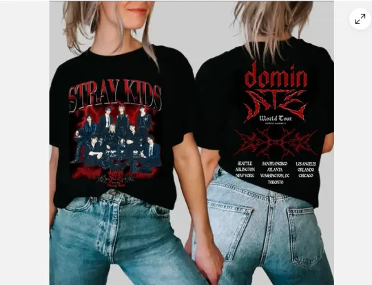 Stray Kids Dominate World Tour 2025 2 Sided T-Shirt