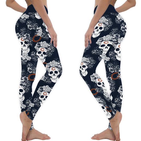 Chicago Bears Skull Yoga Pants Leggings