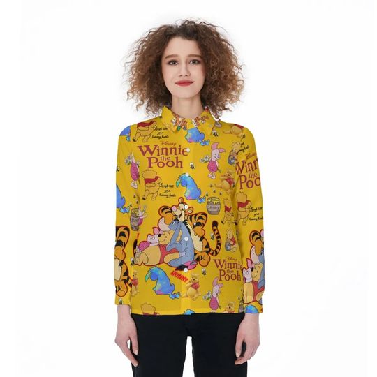 2024 New Disney Women's Blouses Shirts, Winnie The Pooh Shirts, Fashion Long Sleeve Y2k Shirts, Disney Sunscreen Shirts Women