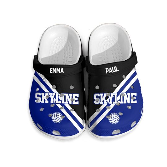 Black & Blue Volleyball Pattern Clog