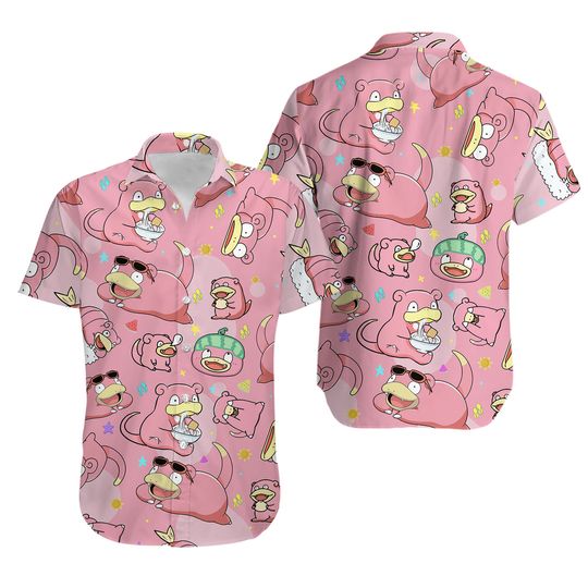 Slowpoke Cute Hawaiian Shirt Shorts Water Type Aloha Shirt Food Shirt Anime Shirt Slowpoke Gifts