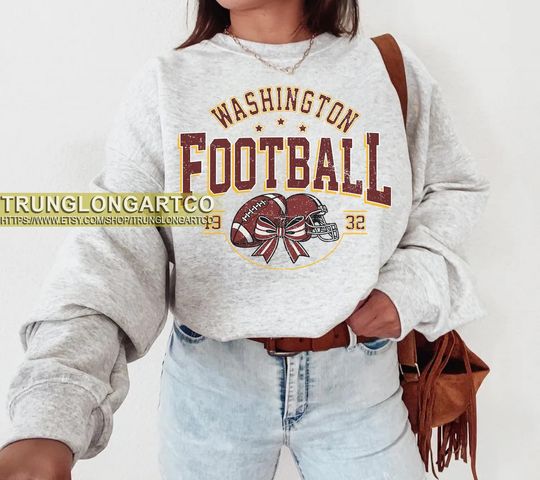 Discover Vintage Washington Football Sweatshirt, Game day Football, American Football Sweatshirt