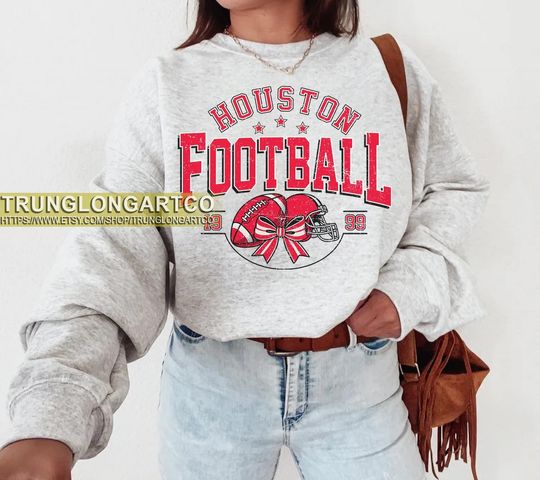 Discover Vintage Houston Football Sweatshirt, Game day Football, American Football Sweatshirt