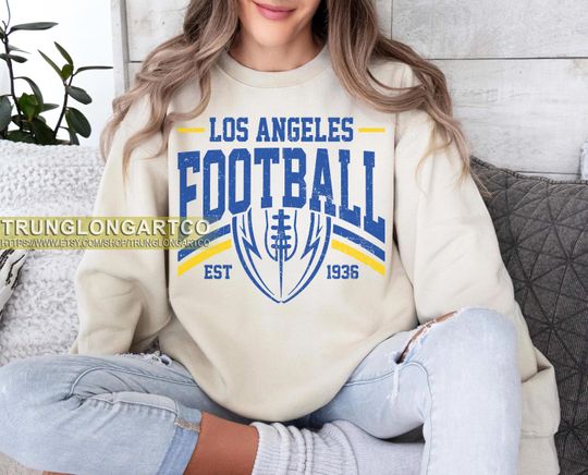 Discover Vintage Los Angeles Football Sweatshirt, Game day Football, American Football Sweatshirt