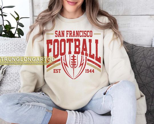 Discover Vintage San Francisco Football Sweatshirt, Game day Football, American Football Sweatshirt