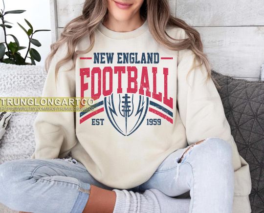 Discover Vintage New England Football Sweatshirt, Game day Football, American Football Sweatshirt