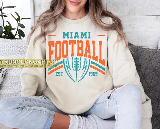 Discover Vintage Miami Football Sweatshirt, Game day Football, American Football Sweatshirt