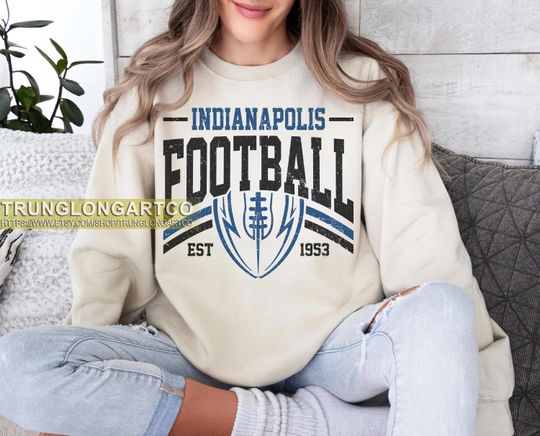 Discover Vintage Indianapolis Football Sweatshirt, Game day Football, American Football Sweatshirt