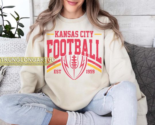 Vintage Kansas City Football Sweatshirt, Game day Football, American Football Sweatshirt