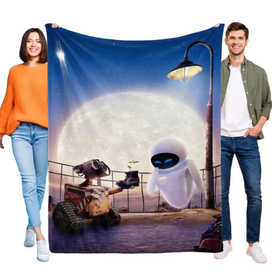 Discover Wall E and Eve Blanket Flannel Throw for Bed Sofa Cozy Lightweight Birthday Gift