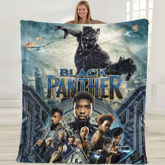 Black Panther Blanket Flannel Soft Sofa Bed Couch Birthday Gift