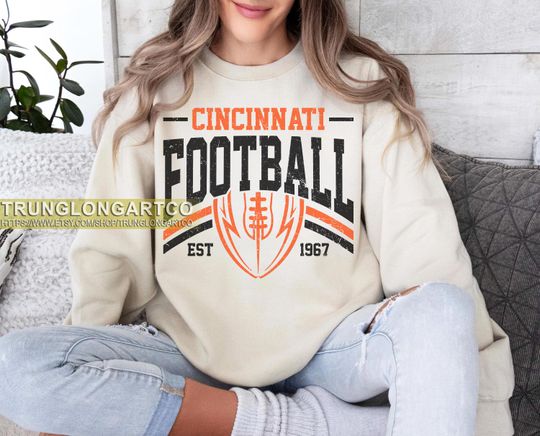 Discover Vintage Cincinnati Football Team Sweatshirt, Game day Football, American Football Sweatshirt