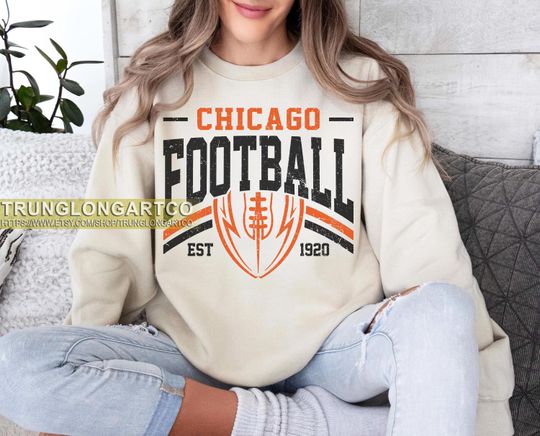 Discover Vintage Chicago Football Team Sweatshirt, Game day Football, American Football Sweatshirt