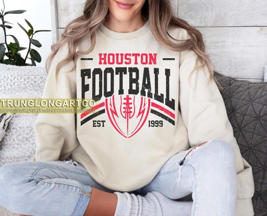 Vintage Houston Football Team Sweatshirt, Game day Football, American Football Sweatshirt