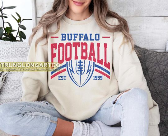 Discover Vintage Buffalo Football Team Sweatshirt, Game day Football, American Football Sweatshirt