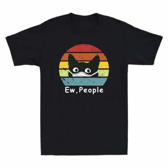Discover Adult T-Shirt People Sleeve Ew Short Cat Tee Funny Men's Black Funny Vintage