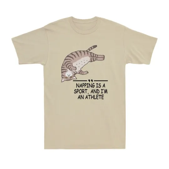 Discover Napping Is A Sport I Am An Athlete Funny Cute Lazy Cat Cat Lovers Men's T-Shirt