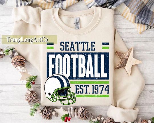 Vintage Seattle Football Team Sweatshirt, Game Day Sweatshirt, Football Fan Gift