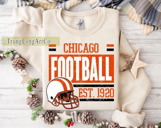 Discover Vintage style Chicago Football sweatshirt, Football shirt,Chicago  football Crewneck tshirt, Game day Football,American football tee